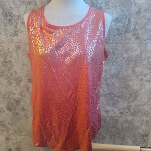 Chico's Coral Sequin Tank Top